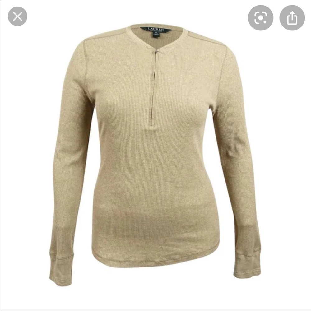 Lauren Ralph Lauren Half Zip Ribbed Hensley Top